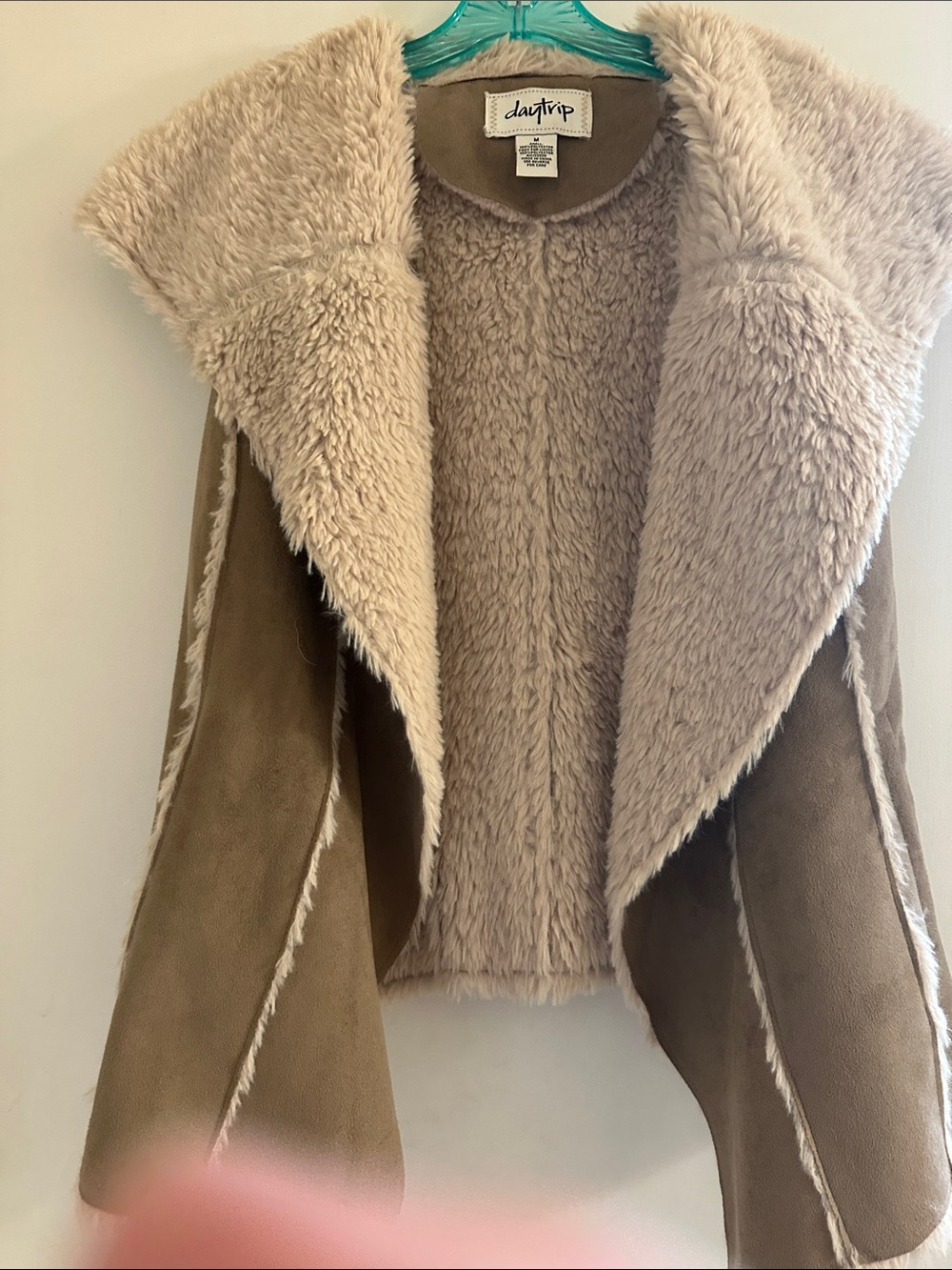 Daytrip Taupe Faux Shearling vest